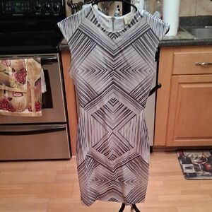 Torn by Ronny Kobo Monochrome Geometric Midi Dress